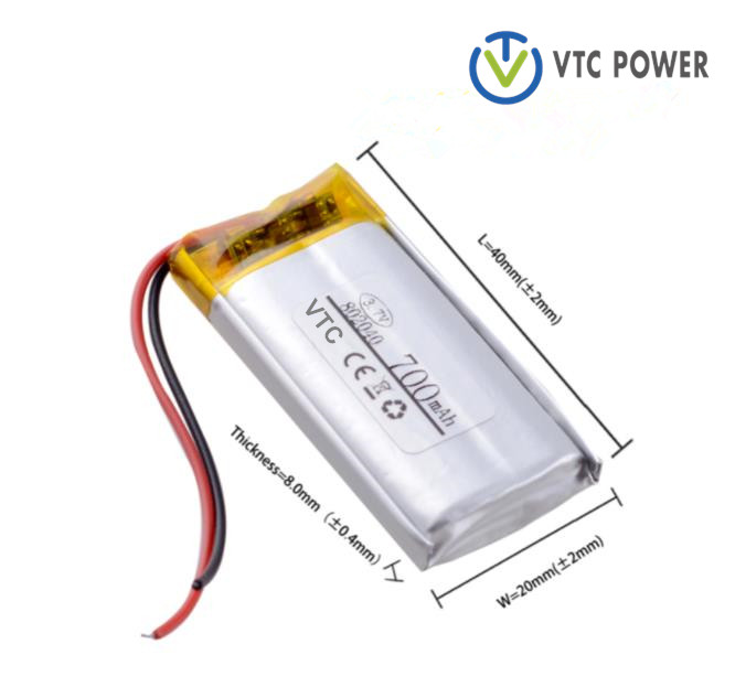 802040 700mah 3.7v Lipo Li-polymer rechargeable battery for registrar camera smart dash cam